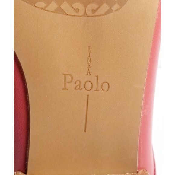 LINEA PAOLO Amy Braided Keeper Mules Red Napa Leather Sz 6.5 Slip On - Picture 11 of 12